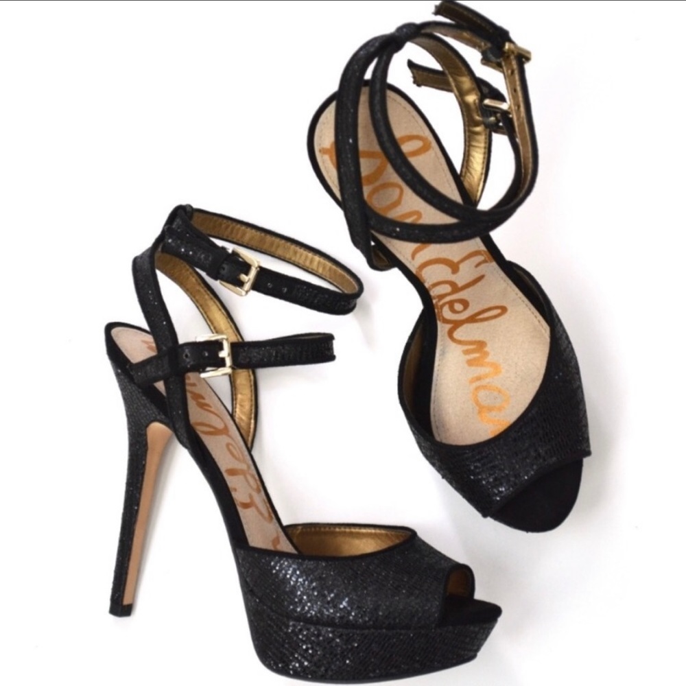 Sam Edelman Nadine Platform Heel, black glitz.             Size 9